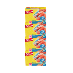 Glad Zipper Food Storage Freezer Bags - Quart Size - 56 Count Each 4 Pack