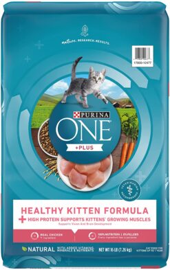 Purina ONE Healthy Kitten Formula Kitten Food, Chicken - Dry Cat 16 LBS