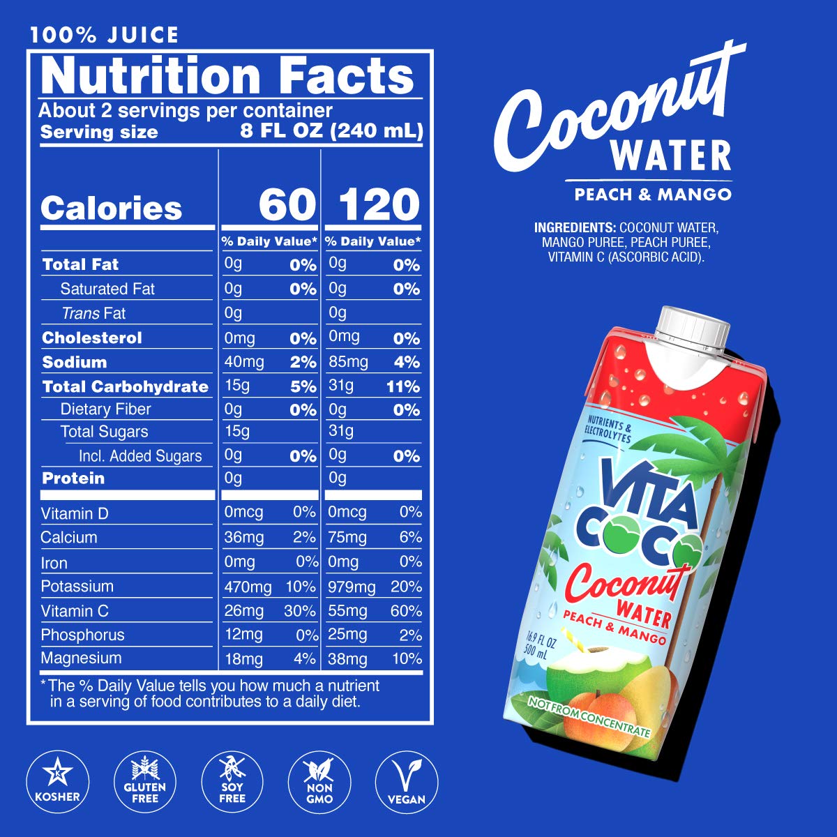 Vita Coco Coconut Water, Peach & Mango - Naturally Hydrating Electrolyte Drink Vita Coco Coconut Water, Peach & Mango - Naturally Hydrating Electrolyte Drink - Image 5
