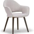 Glamour Home Adel Modern Beige Arm Chair Dining Chair with Beech Legs (Set of 2)