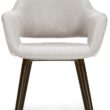 Glamour Home Adel Modern Beige Arm Chair Dining Chair with Beech Legs (Set of 2)