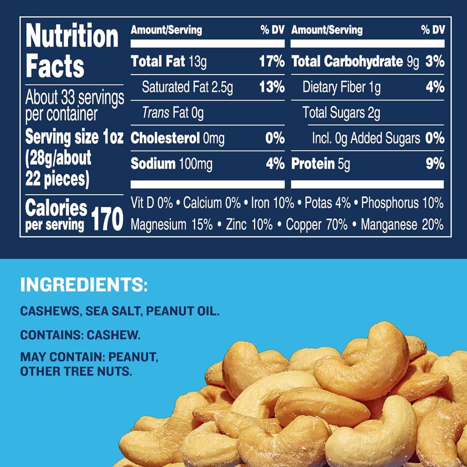 PLANTERS Fancy Whole Cashews with Sea Salt, 33 oz PLANTERS Fancy Whole Cashews with Sea Salt, 33 oz - Image 9