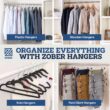 ZOBER High-Grade Wooden Suit Hangers (20 Pack), Brown