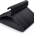 HOUSE DAY Black Plastic Hangers Tubular Adult Hangers 16.5 Inch, (Black, 60 Pack)