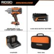 RIDGID R86211KN 18-Volts Brushless Cordless 1/2 in. High Torque 6-Mode Impact Wrench Kit with 4.0 Ah Battery and Charger