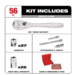 Milwaukee 48-22-9008 3/8 in. Drive SAE/Metric Ratchet and Socket Mechanics Tool Set (56-Piece)