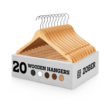 ZOBER High-Grade Wooden Suit Hangers (20 Pack), Brown