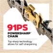 Oregon CS1500 Self-Sharpening 15 Amp Corded Electric Chainsaw, 18 in. Bar, Equipped with PowerSharp Saw Chain Oregon CS1500 Self-Sharpening 15 Amp Corded Electric Chainsaw, 18 in. Bar, Equipped with PowerSharp Saw Chain