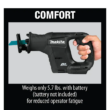Makita Reciprocating Saw XRJ07ZB 18-Volt LXT Sub-Compact Lithium-Ion Brushless Cordless (Tool-Only)