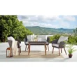 Athens Brown All-Weather Wicker Outdoor Loveseat with Light Gray Cushions