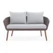 Athens Brown All-Weather Wicker Outdoor Loveseat with Light Gray Cushions