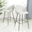 Glitzhome Pale Grey Fabic/Leatherette Bar Stool with Tapered Metal Legs (Set of 2)