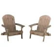 Noble House Hanlee Grey Folding Wood Adirondack Chair (2-Pack)