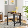 VASAGLE Bar Stools, Set of 2 Bar Chairs, Bar Stools with Footrest, Black ULBC65X