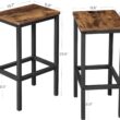 VASAGLE Bar Stools, Set of 2 Bar Chairs, Bar Stools with Footrest, Black ULBC65X