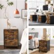 VASAGLE Cabinet with 2 Drawers and Wheels, Rustic Brown