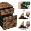 VASAGLE Cabinet with 2 Drawers and Wheels, Rustic Brown