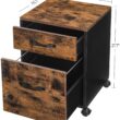 VASAGLE Cabinet with 2 Drawers and Wheels, Rustic Brown