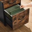 VASAGLE Cabinet with 2 Drawers and Wheels, Rustic Brown
