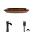 VIGO VGT1055 Glass Rectangular Vessel Bathroom Sink, Chocolate Brown, Antique Rubbed Bronze