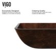 VIGO VGT1055 Glass Rectangular Vessel Bathroom Sink, Chocolate Brown, Antique Rubbed Bronze