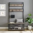 Walker Edison Furniture Company 72 in. Grey Wash Industrial Metal and Wood Hall Tree