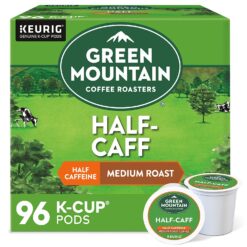 Green Mountain Coffee Roasters Half Caff, Single-Serve Keurig K-Cup Pods, Medium Roast Coffee, 96 Count