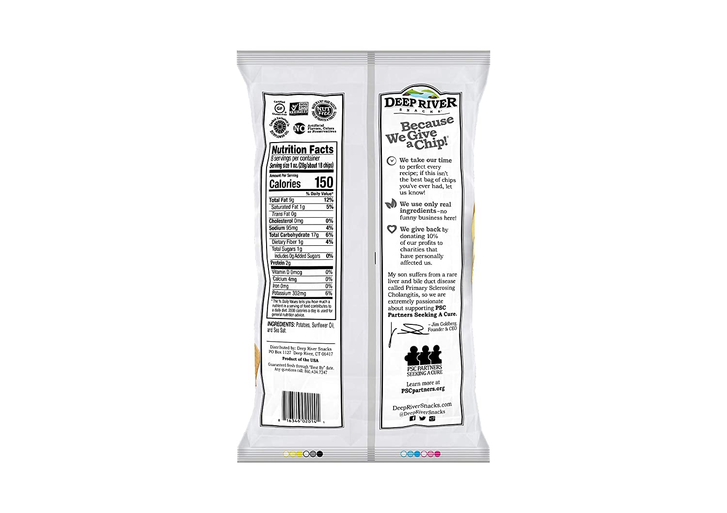 Deep River Snacks Original Sea Salt Kettle Cooked Potato Chips, Non GMO, 8 Ounce (Pack of 12) Deep River Snacks Original Sea Salt Kettle Cooked Potato Chips, Non GMO, 8 Ounce (Pack of 12) - Image 2