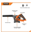 RIDGID R86043B 18V Lithium-Ion Cordless Compact Jobsite Blower with Inflator/Deflator Nozzle