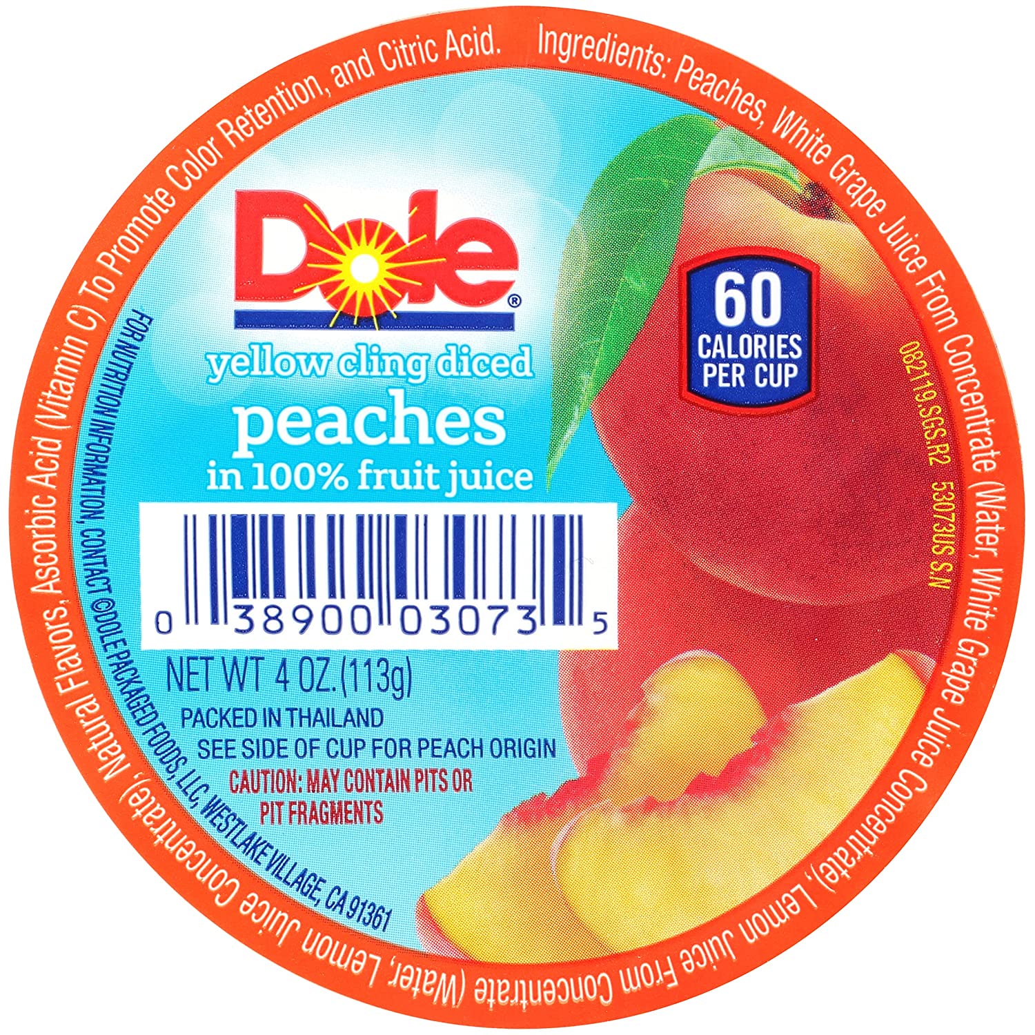 DOLE FRUIT BOWLS Diced Peaches in Fruit Juice, 4 Ounce (36 Cups) DOLE FRUIT BOWLS Diced Peaches in Fruit Juice, 4 Ounce (36 Cups) - Image 3