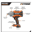 RIDGID R86211B 18V OCTANE Brushless Cordless 1/2 in. High Torque 6-Mode Impact Wrench (Tool-Only) with Belt Clip