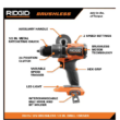 RIDGID R86114KN 18V Brushless Cordless 1/2 in. Drill/Driver Kit with 2.0 Ah MAX Output Battery and 18V Charger