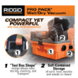 RIDGID WD4522 4.5 Gallon 5.0-Peak HP ProPack Wet/Dry Shop Vacuum with Fine Dust Filter, Expandable Hose and Accessories