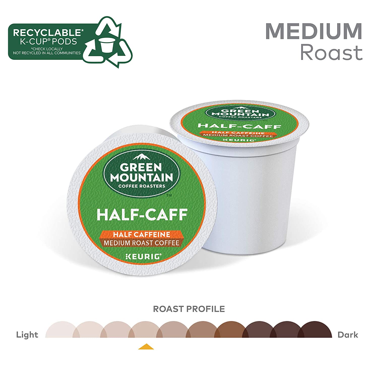 Green Mountain Coffee Roasters Half Caff, Single-Serve Keurig K-Cup Pods, Medium Roast Coffee, 48 Count Green Mountain Coffee Roasters Half Caff, Single-Serve Keurig K-Cup Pods, Medium Roast Coffee, 48 Count - Image 5