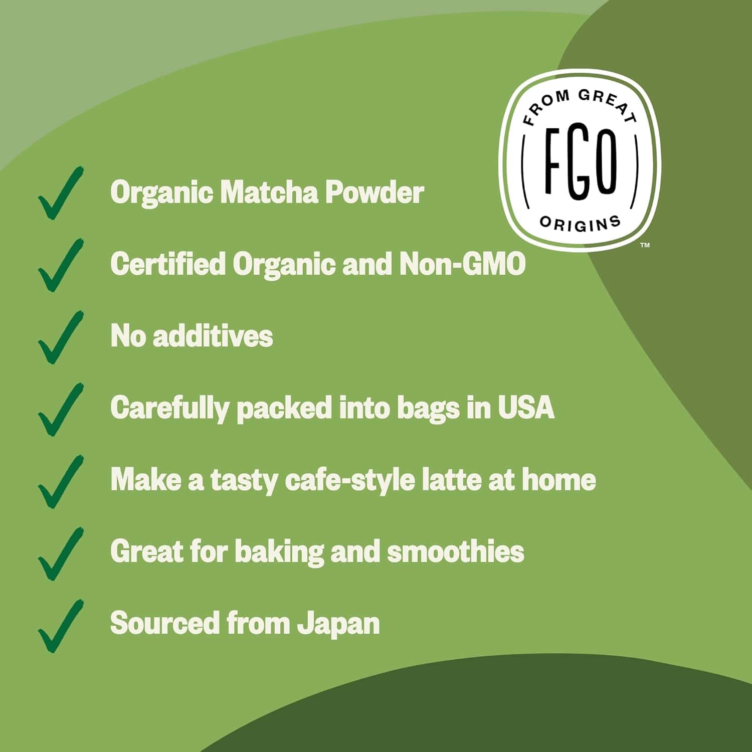 FGO Organic Matcha Green Tea Powder Baking, Lattes, Smoothies, Japanese Culinary Grade 16oz (1 Pound) FGO Organic Matcha Green Tea Powder Baking, Lattes, Smoothies, Japanese Culinary Grade 16oz (1 Pound) - Image 3