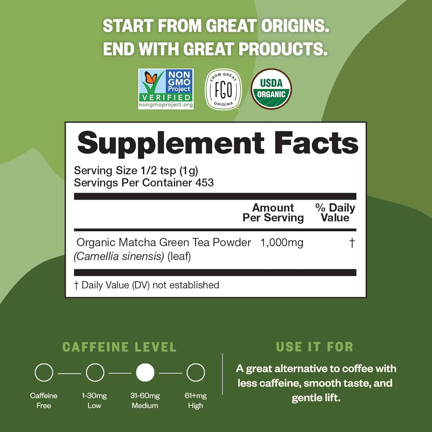 FGO Organic Matcha Green Tea Powder Baking, Lattes, Smoothies, Japanese Culinary Grade 16oz (1 Pound) FGO Organic Matcha Green Tea Powder Baking, Lattes, Smoothies, Japanese Culinary Grade 16oz (1 Pound) - Image 4