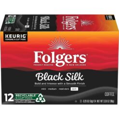 Folgers Black Silk Dark Roast Coffee, 72 Keurig K-Cup Pods