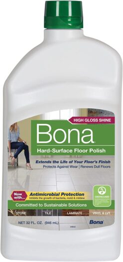 Bona Hard-Surface Floor Polish, for Stone Tile Laminate and Vinyl LVT/LVP, High Gloss, 32 Fl Oz