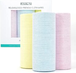 KitchLife Reusable Bamboo Paper Towels - 3 Rolls, (Tricolor)