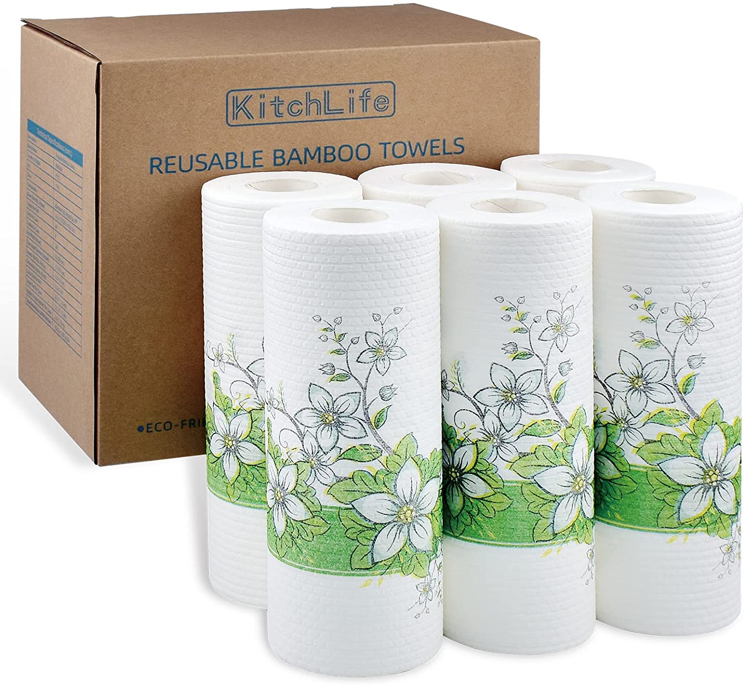 KitchLife Reusable Bamboo Towels - 6 Rolls, Eco Friendly Gifts KitchLife Reusable Bamboo Towels - 6 Rolls, Eco Friendly Gifts