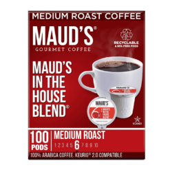 Maud's Medium Dark Roast Coffee (In The House Blend), 100ct. Solar Energy Produced Recyclable Single Serve Medium Dark Roast Coffee Pods