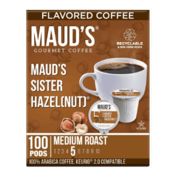 Maud's Sweet Hazelnut Coffee (Sister Hazelnut), 100ct. Solar Energy Produced Recyclable Single Serve Sweet Hazelnut Flavored Coffee Pods