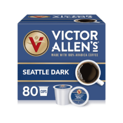 Victor Allen's FG016441 coffee Seattle Blend, Dark Roast, 80Count Single Serve Coffee Pods for Keurig K Cup Brewers, Seattle Dark, 80Count