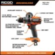 RIDGID R9208 18V Brushless Cordless 2-Tool Combo Kit with Hammer Drill, Impact Driver, (2) Batteries, Charger, and Bag