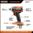 RIDGID R9208 18V Brushless Cordless 2-Tool Combo Kit with Hammer Drill, Impact Driver, (2) Batteries, Charger, and Bag