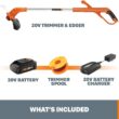 Worx WG154 20V PowerShare 10" - 12" Cordless String Trimmer and Edger (Battery & Charger Included)