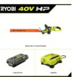 RYOBI RY40640 40V HP Brushless 26 in. Cordless Battery Hedge Trimmer with 2.0 Ah Battery and Charger