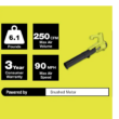 RYOBI P21011BTLVNM ONE+ 18V 90 MPH 250 CFM Cordless Battery Leaf Blower (Tool Only)
