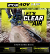 RYOBI RY405100 40V HP Brushless 14 in. Electric Cordless Chainsaw with 4.0 Ah Battery and Charger