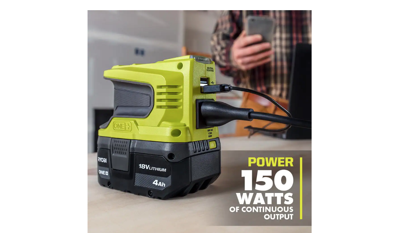RYOBI RYi150BG 150-Watt Power Inverter for ONE+ 18V Battery (Tool Only) RYOBI RYi150BG 150-Watt Power Inverter for ONE+ 18V Battery (Tool Only) - Image 3